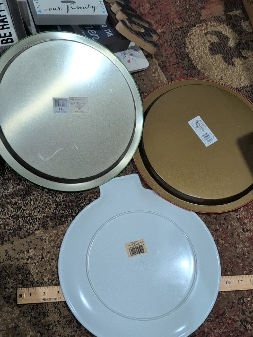 Holiday Party Serving Plates/Trays- Green/Blue/Red Snowman & Santa  3 Plates